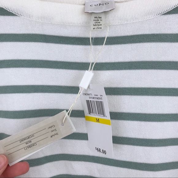 NWT Cupio ivory mint ruffled striped top - Picture 3 of 6